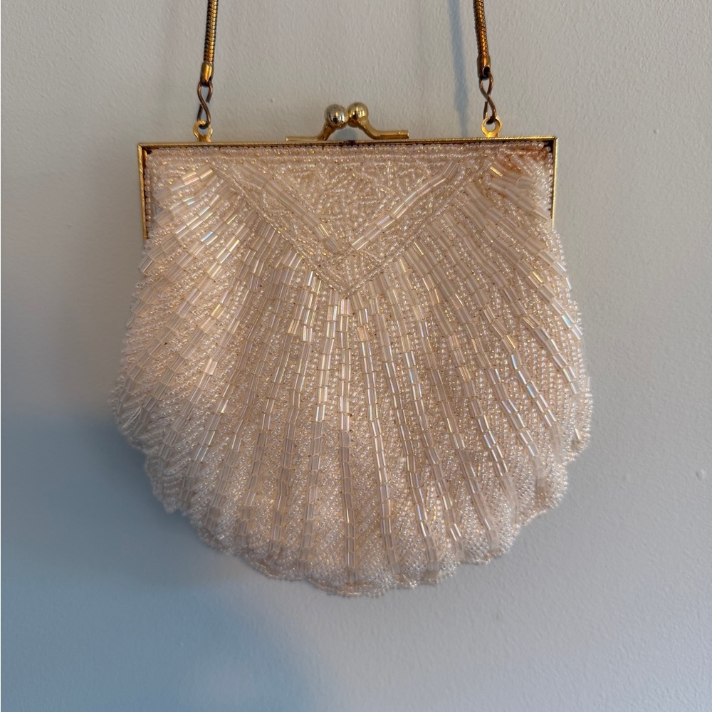 Elegant Cream Beaded Bag
